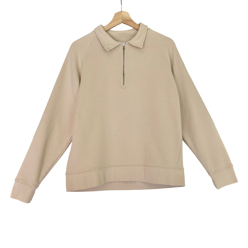 $235 Norse Projects French Terry Tan Quarter Zip Sweatshirt Minimalist SZ Medium